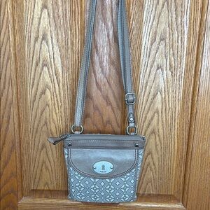 Fossil dark tan gold accents shoulder bag